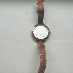 Michael Kors Rose Gold and Tan Leather Watch
